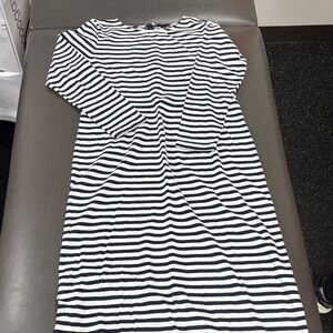 Lightly Worn Cotton Striped Navy and White Women's Dress Size 14